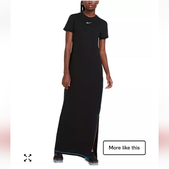 Nike Black Iron Clash Cotton Maxi Dress Xs - Picture 1 of 7